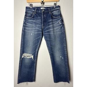 Moussy Vintage Women’s Jeans Howa Mid-Rise Crop Distressed Japan Button Fly 28?